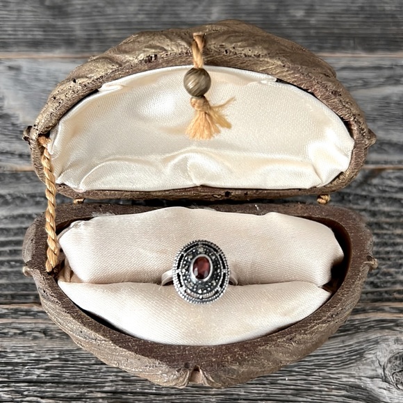❤️VTG Silver Marcasites/Garnet Stone Ring - Picture 3 of 11